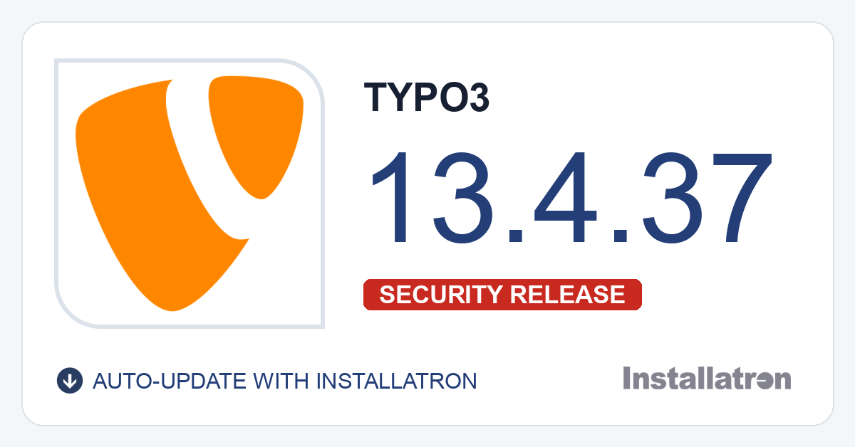 Installatron's tweet photo. #TYPO3 13.4.37 now available (security update) @typo3 #installatron https://t.co/krCelq7x6L