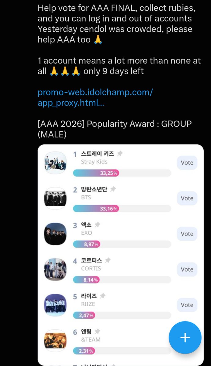 NancyOn31149529's tweet photo. @kooktaept Guys don't also forget about kids choice awards8 vote on all categories for your vote to count)and idol champ AAA preliminary male group 
https://t.co/WyZaUJrRib https://t.co/I9pB3Fethy