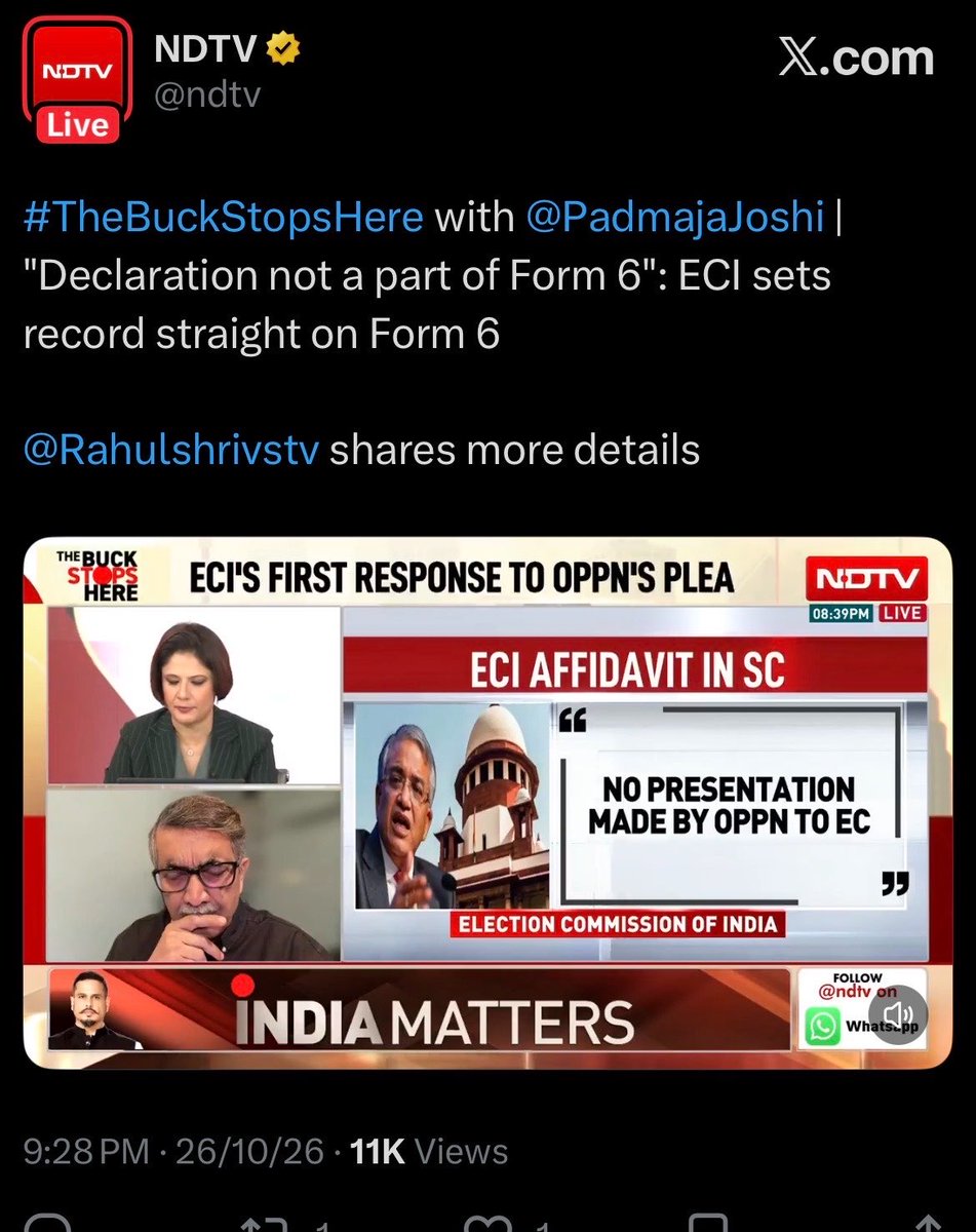 AnjaliB_'s tweet photo. Wow! ECI says in its affidavit that “Declaration NOT a part of Form 6” but in its press release of 26.9.2026, it said “The declaration attached to Form 6 for SIR has been upheld by the Hon’ble Supreme Court.” 

ECI indulging in word play to avoid accountability?! https://t.co/M3oCp1oDVv