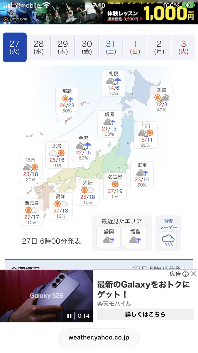 hoffman_hatena's tweet photo. 皆さん、おはようございます🙂。
本日は2026/10/27火曜日、
平日です😮‍💨。

本日のお天気ですが、
信越・北陸地方は雨。
北海道・青森・秋田・山形は、
晴れ（曇り）のち雨。
岩手・宮城・福島・関東地方
沖縄奄美地方は、雨のち晴れ。
それ以外の地域は、
概ね晴れるようです。 https://t.co/nvHovtrj50
