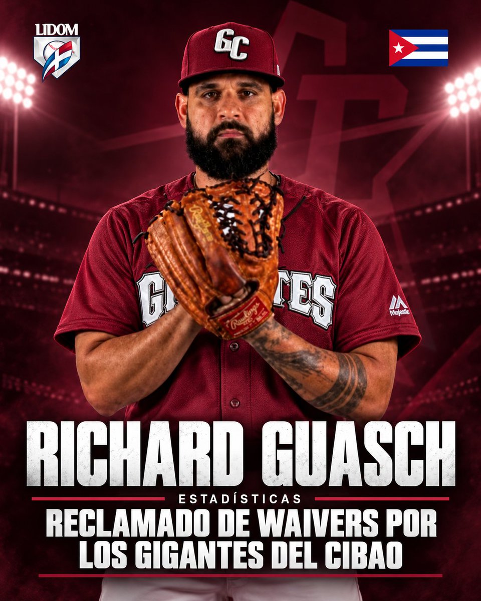 yusseff305's tweet photo. 🇨🇺⚾ ¡Richard Guasch llega a los Gigantes del Cibao!

El lanzador cubano fue reclamado de waivers por el conjunto de San Francisco de Macorís y cambia la camiseta de las Estrellas Orientales por la de los Gigantes. 💪🔥

#RichardGuasch #GigantesDelCibao #LIDOM https://t.co/iGptj7BIi7
