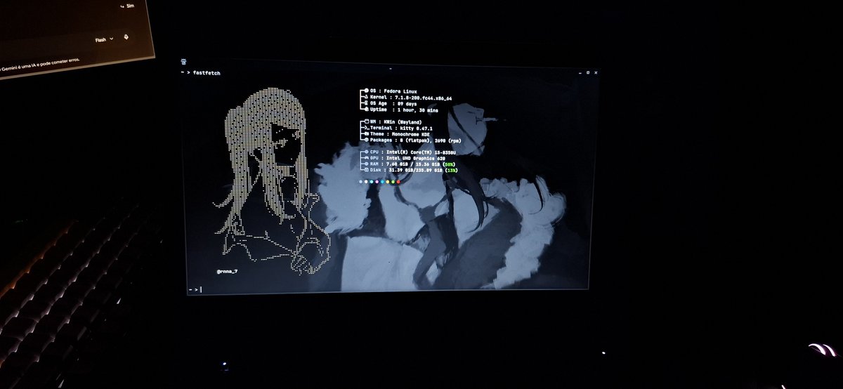 LizzCoding's tweet photo. Agora que eu terminei de corrigir os problemas do back, um fastfetch de cria por motivos do Linux https://t.co/iyaIjuebwl