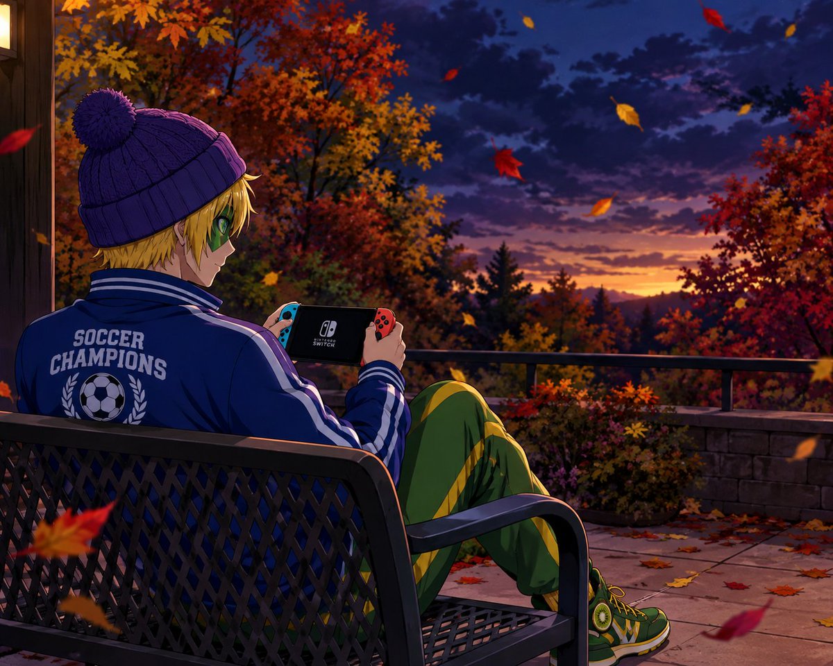 GoldenKiwiV2's tweet photo. Decided to sit outside in this cold weather watching the leaves on the trees fall. All while playing my Nintendo Switch. The moment it was getting dark and getting a bit more cold after being out for 66 minutes, I decided to come back inside. Gets dark and cold fast. https://t.co/LIefZtvvMN