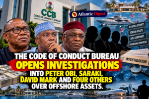 AtlDigest's tweet photo. Code of Conduct Bureau opens probe into Peter Obi, Saraki, David Mark and four others over offshore assets -  https://t.co/6S28IPvKWd https://t.co/dMGLKU4Bdq