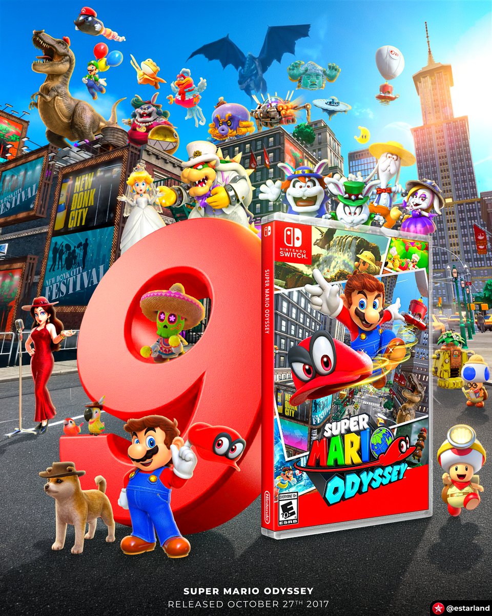 eStarland's tweet photo. Today is the 9th Anniversary of Super Mario Odyssey! 🌎 https://t.co/323ugSVvHl