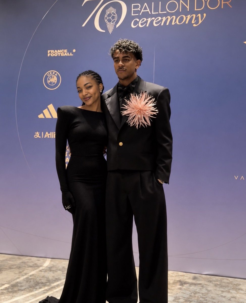 Favourite_Gab's tweet photo. Me and my man, Lamine Yamal, at the Ballon d’Or red carpet. Someone pinch me because why am I standing beside the love of my life at one of football’s biggest nights? My man fr. https://t.co/8mBy6kMCLJ