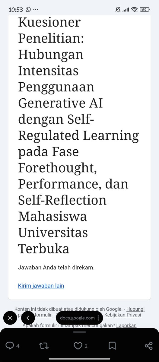 Zulv_2's tweet photo. @boy_3108 @utfess Sudah ya kak. Bantu isi juga ya kak
https://t.co/f8aqGxFb8E https://t.co/RJw0LOyahQ