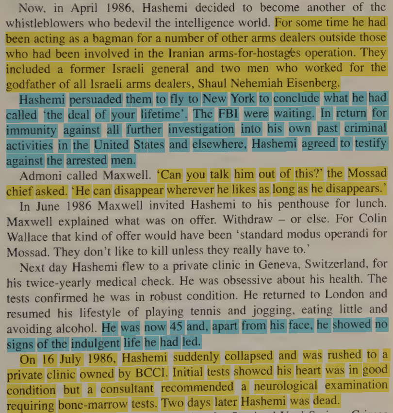 toxictiramisu's tweet photo. Bush sought to sabotage the Iran hostage deal w/ an arms offer brokered by Cyrus Hashemi &amp; Epstein associate Stan Pottinger. In 86, Hashemi agreed to testify about Iran-Contra &amp; Robert Maxwell threatened him over his testimony against lsræIi arms dealers. Hashemi died days later. https://t.co/mpLIykt9xO