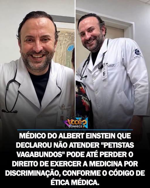 ribeirotrilhas's tweet photo. "O cardiologista Clederson Henry Dina, que trabalha no Hospital Albert Einstein SP, provocou repercussão após afirmar nas redes sociais que não atende pacientes petistas e que dispõe de meios para evitar esse tipo de atendimento.

Fonte: João Lopes https://t.co/aUJH4Vir6M