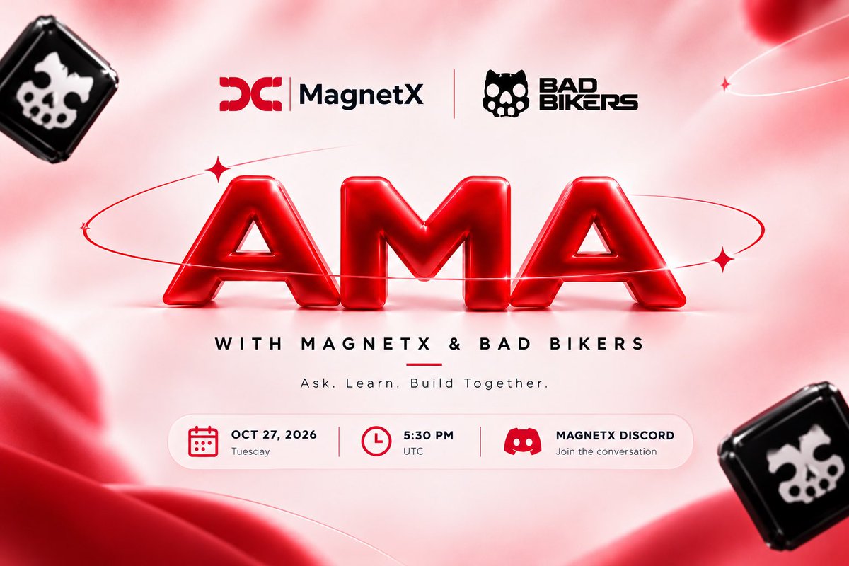 MagnetXDao's tweet photo. We are excited to announce our upcoming AMA with @Bad_Bikers_ 

today, magnets get a front row seat with the Bad bikers team.

- meet the team behind the project.
- hear what they've been building.
- ask your questions directly.

♦️ October 27th ♦️ 5:30 PM (UTC)

📍 MagnetX discord (members only).
members, come ready with your questions.