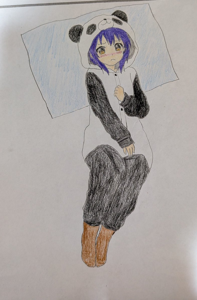 punidon_2daime's tweet photo. 学校の課題ついでに描いた
パジャマ結衣🐼
髪色が紫すぎた
#ゆるゆり活動日記 https://t.co/iLSmxOZLLz