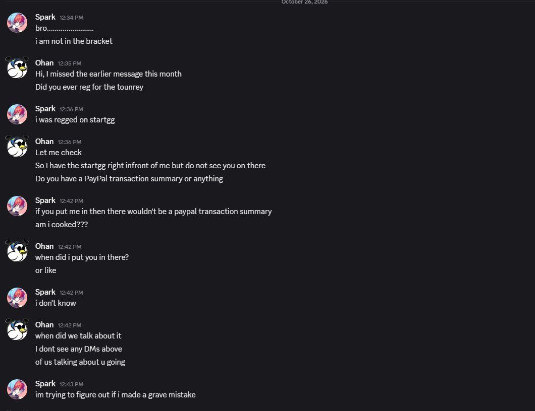 Ohantheman's tweet photo. I feel bad that I missed the message but cutting out the middle part of our convo where you admit that you never registered for the event and never had a conversation about your attendance is very misleading. https://t.co/EzEQiJuiZw
