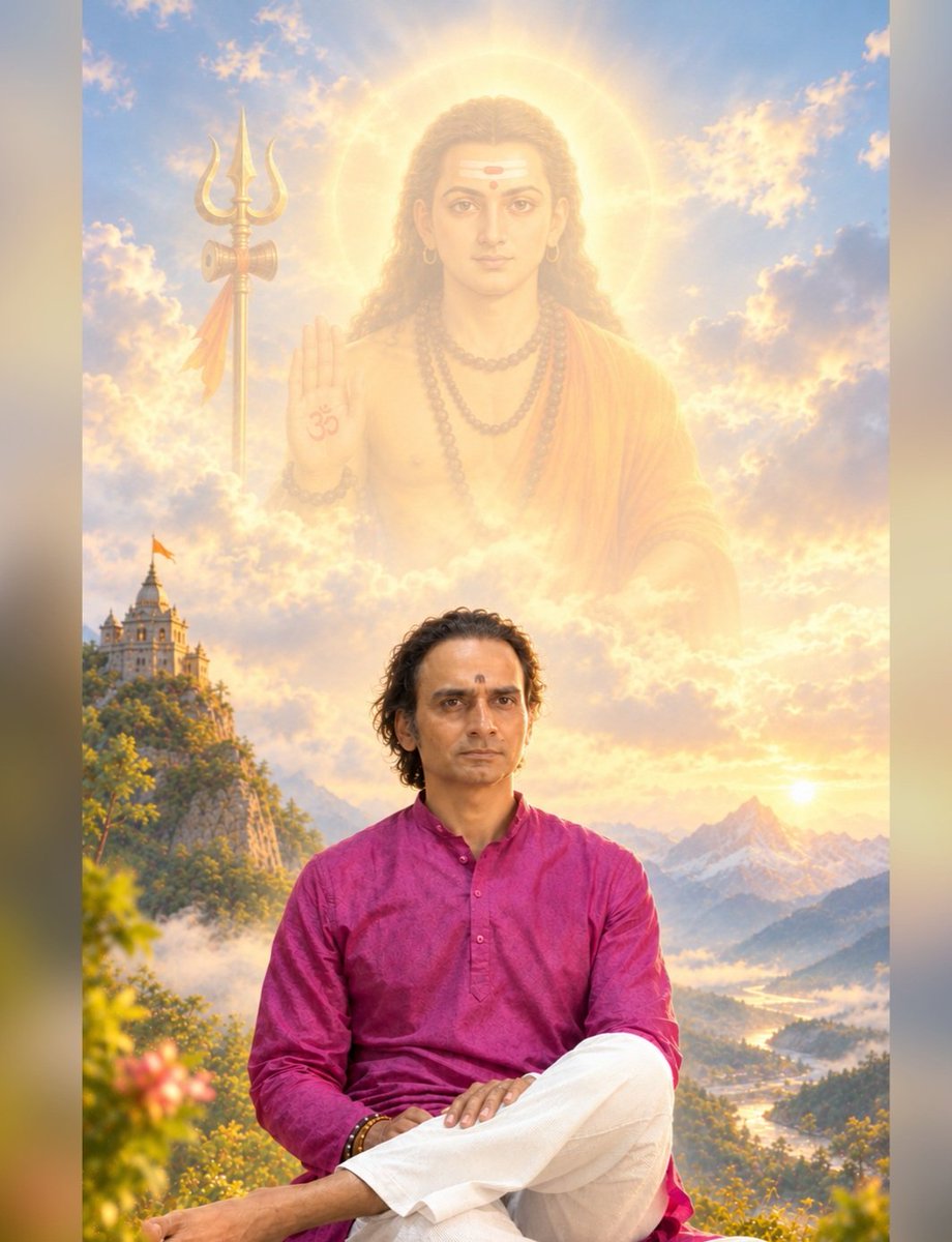 YogiAbhijitnath's tweet photo. Goraksh Babaji’s divine play unfolds each day,
With sunshine and shadows taking turns along the way.
Joy blossoms bright, while sorrows veil the light,
Such is His wondrous design, mysterious yet right.
No sunshine lasts, no shadows stay,
Time whispers this truth along the way. https://t.co/MBTlcKZ9gw