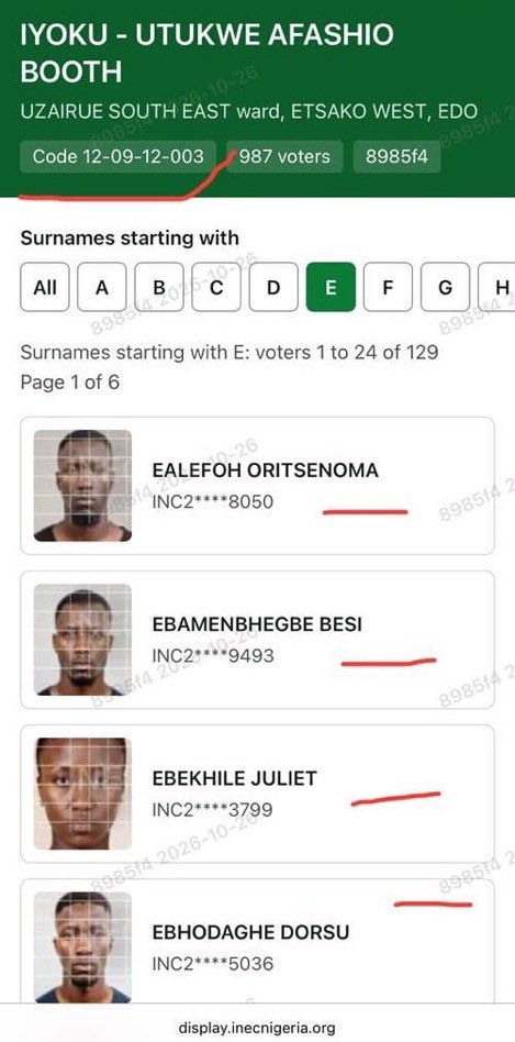 felixherbt's tweet photo. Nigerians, there is fire on the mountain!

After weeks of dragging INEC to publish the voters’ register, they have finally unlocked it on their website. But guess what? There are over millions of duplicated voters with the same picture, the same NIN, but different voter numbers. Some people can even identify their family members who died over eight years ago still listed on the website.

What a useless waste of resources.

You remember when the APC was moving mad, sharing rice and collecting people’s voter card numbers and NINs? This is what they achieved with it. What does this mean? For instance, in a polling unit of 2,000 voters, AI can record 10,000 voters using the rest of the duplicate data.

INEC is a fraud. Amupitan has instigated revolution and chaos in this country.