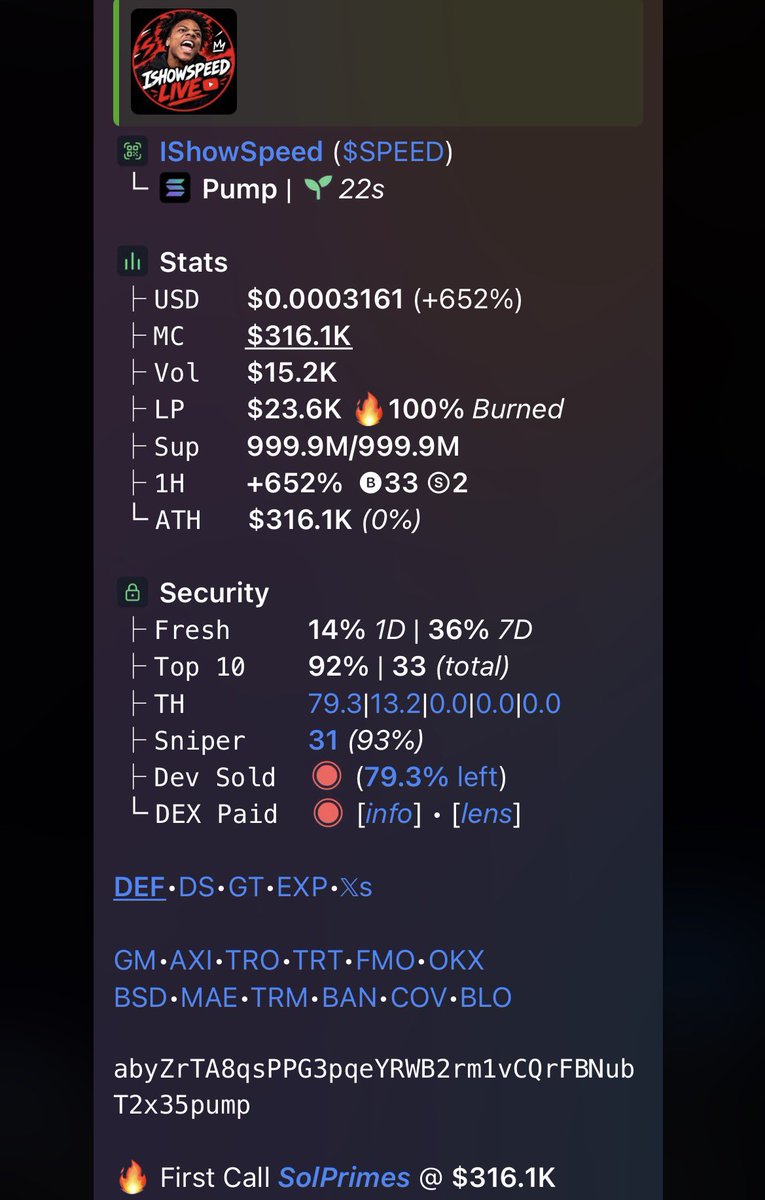 SolPrimeX's tweet photo. $SPEED is bonding 
CA: abyZrTA8qsPPG3pqeYRWB2rm1vCQrFBNubT2x35pump
Watch ur entry! https://t.co/WJUJIdpHIe