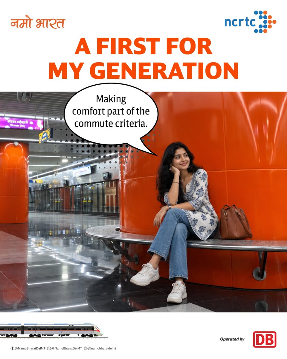 NamoBharatDelMT's tweet photo. A comfortable commute is no longer a luxury, but an expectation. #NamoBharat is making every journey more comfortable, convenient and effortless for a new generation of commuters.

#NCRTC #DB https://t.co/ZCsv4emgYc