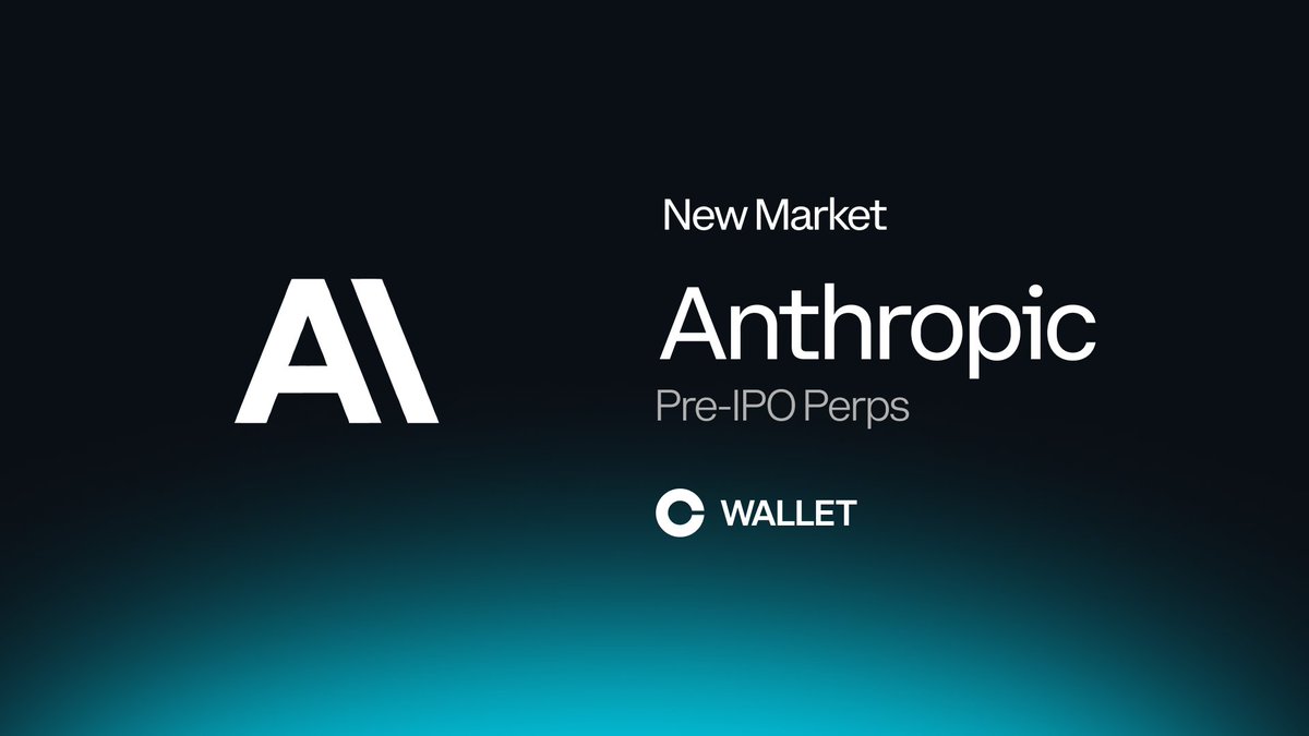 CoinbaseWallet's tweet photo. You're absolutely right, I should have told you.

Anthropic Pre-IPO Perps are now available for trading in Coinbase Wallet. https://t.co/is0aMhKyMF
