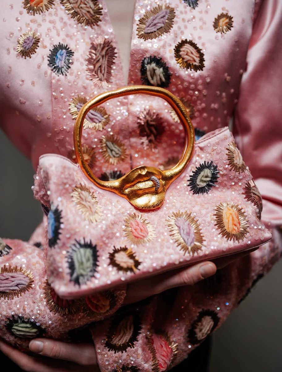 StyleCentrx's tweet photo. Schiaparelli SS27 sets are pure art, contrasting but perfect together. the matching coats and skirts just hit different ❤️ https://t.co/12kv7ttERB