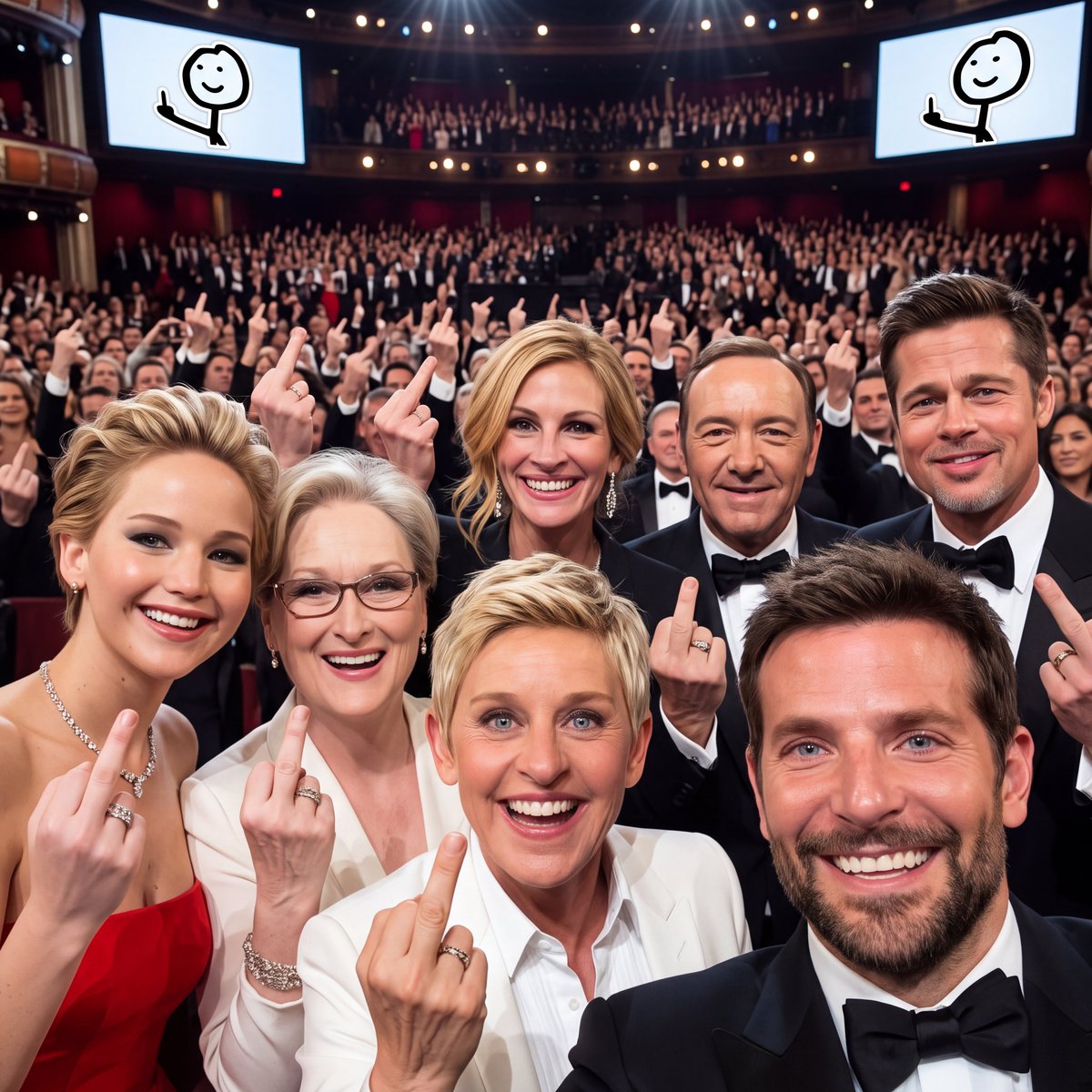 thefuckyoucoin's tweet photo. A-list celebrities. 

The biggest night in Hollywood. 

And every single one of them holding the only CA that matters. 🍿

Remember when the whole world hit the double whammy? 

Drop a 🖕 if you remember this day.

CA: FuCKQUD1tZJn1noi7JytGv9MGY55Lt1myDegpt4ctYoU

100% creator fees back to holders.

Launched on @notrandomdotfun.