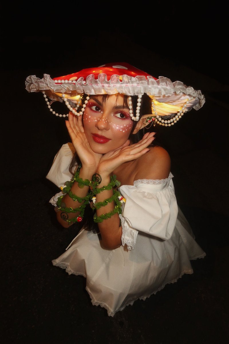 VictoriaJustice's tweet photo. Imagine talking shiitake about me while I’m over here like this 🍄🥰✨ https://t.co/4uF5Z28oNq