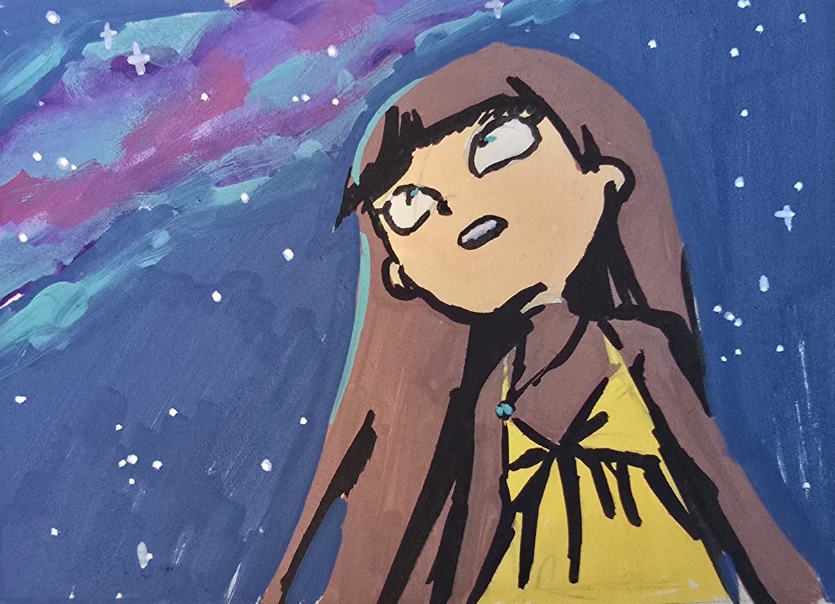 EatingLemonSkin's tweet photo. Silly drawing I did in class on my friends sketchbook with the markers another friend had.

#rym #mindy https://t.co/CkjXGt9LzI