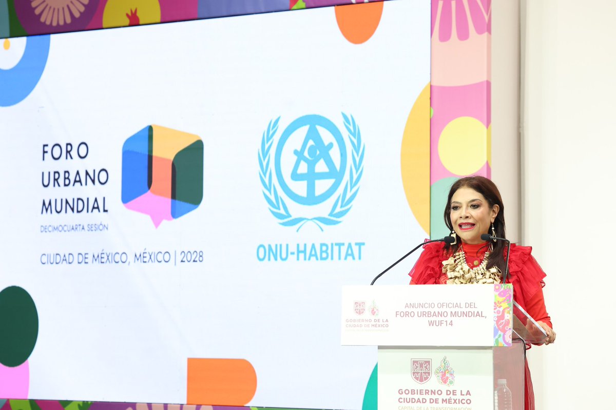 craviotocesar's tweet photo. ¡La #CiudadDeMéxico será la sede del Foro Urbano Mundial (#WUF14) en 2028! 🌎🏙️✨

Nuestra Jefa de Gobierno @ClaraBrugadaM anunció que la capital recibirá el evento urbano más importante del planeta de @UNHABITAT.

Gobiernos, academia, movimientos sociales y comunidades de todo el mundo se reunirán en nuestra ciudad para diseñar el futuro de las grandes metrópolis. 🤝