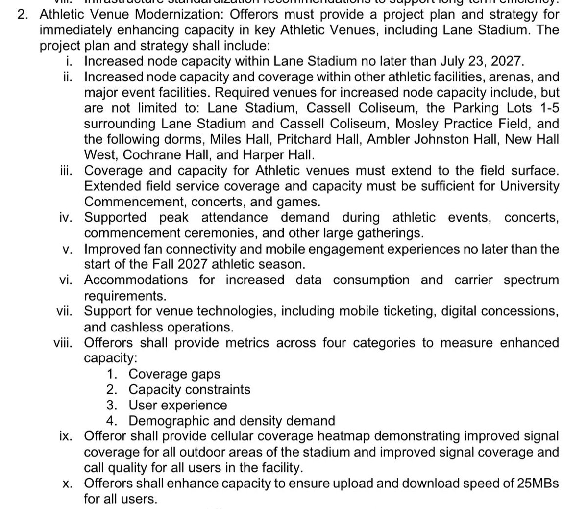 DougBowman247's tweet photo. Virginia Tech issued an RFP today for a “strategic distributed antenna partnership” that aims to, among other items, enhance WiFi at Lane Stadium during football games by Fall 2027. #Hokies https://t.co/y43mrpe1vQ