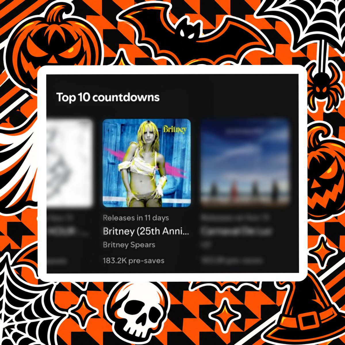 PopHubOfficial's tweet photo. 🔺️| With over 180K pre-saves, Britney  Spears’ “Britney 25th Anniversary Edition”, re-enters Spotify's top pre-saved albums at #9.

The Anniversary Edition Album is set to be released on November 6th. https://t.co/vLBWbCvxCw