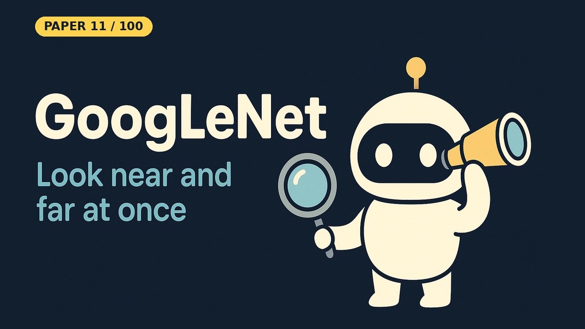 nadym_sazad's tweet photo. Use small and big filters side by side, and a deep network gets smarter, not heavier. That's GoogLeNet.
Paper 11 of 100 Research Papers That Changed AI: GoogLeNet
โถ๏ธ Watch: https://t.co/X3aC4ZpjuH
๐ Code: https://t.co/i29XOeTpew
#100PapersThatChangedAI #DeepLearning https://t.co/CCzAuATYdd