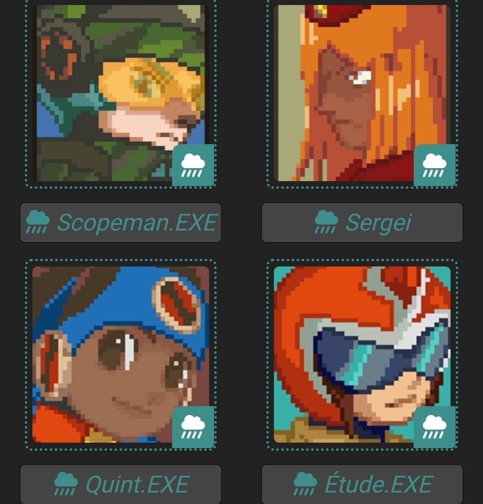 RockingEgo's tweet photo. SHOWING OFF MY #MMBN SWAP AU 
 
Hikari Netto -> Quint.EXE
Rockman.EXE -> Hikari Saito (no shock there) 
Ijuuin Enzan -> Étude.EXE
Blues.EXE -> Ijuuin Bruce
Sakurai Meiru -> Piano.EXE
Roll.EXE -> Sakurai Raimu
Laika -> Scopeman.EXE
Searchman.EXE -> Sergei
[1/4] https://t.co/QhY00oPyEz