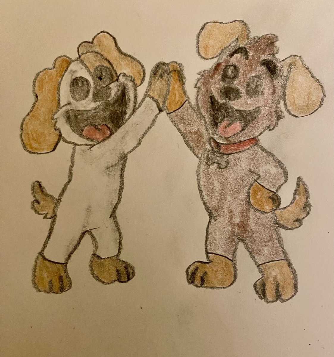 BonesThecritter's tweet photo. I think I might be getting better at drawing here’s me and @ArmisBryan together again. https://t.co/qfDezyOLQW