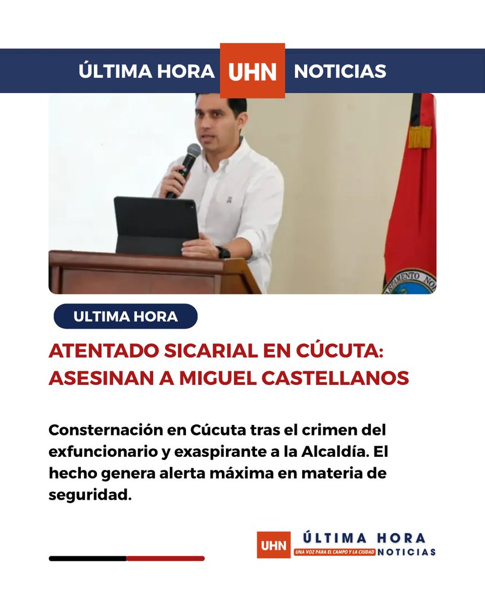 nelsonrodplata's tweet photo. 🚨#ATENCIÓN I Asesinan a Miguel Castellanos, exsecretario de Gobierno de Cúcuta, en el Anillo Vial Occidental. Alerta máxima en la región.

¿Hasta cuándo esta ola de violencia?

#Cúcuta #OrdenPúblico https://t.co/2ndciYh0Pt