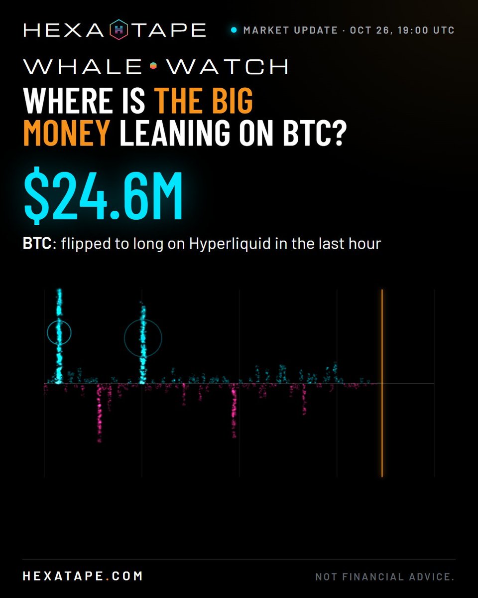 HexaTape's tweet photo. A Hyperliquid whale just flipped to long worth $24.6M on BTC.

Somebody with a lot of money has an opinion. Doesn't make them right, but it's worth knowing.

Link in bio.

Not financial advice. https://t.co/6QRYbApnlF