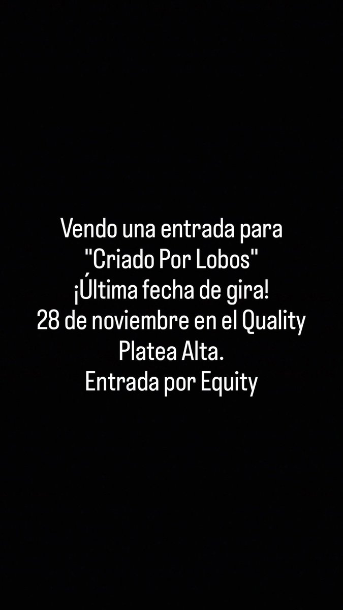 GabyPerez212's tweet photo. Vendo entrada para el cierre de gira de Pablo Agustín en Córdoba "Criado por Lobos"
#pabloagustin #criadoporlobos #cordoba #quality https://t.co/BPw2O5JzlO