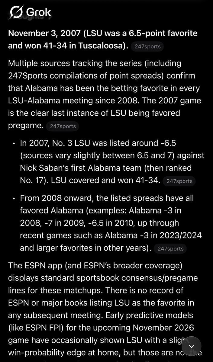 sdLeBlue's tweet photo. @rozenwill Check this out. 
LSU has not been favored in the opening line since……2007 😎 https://t.co/ZlF5L4psus