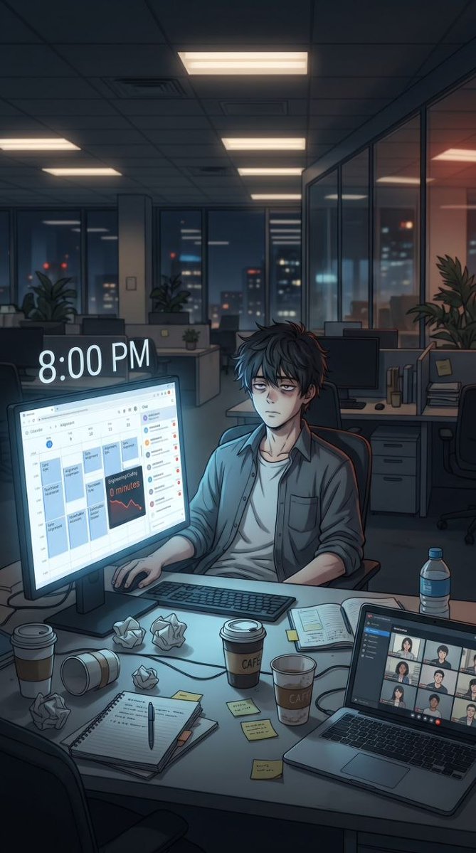 corpburnrate's tweet photo. It’s 8 PM on a Monday. You’ve successfully 'aligned' with 14 different stakeholders today and achieved zero actual engineering. Monday isn't a day; it’s a 24-hour test of survival on synergy and lukewarm caffeine. 📉☕️

#MondayNight #CorporateWasteland https://t.co/LNMEml5uvh