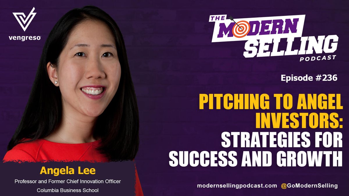 GoModernSelling's tweet photo. Pitching an investor is still a sales call. Angela Lee joins the Modern Selling Podcast from @GoVengreso to share how to pitch angel investors with confidence: https://t.co/e2lji6IKdW https://t.co/atj4JKUYHD