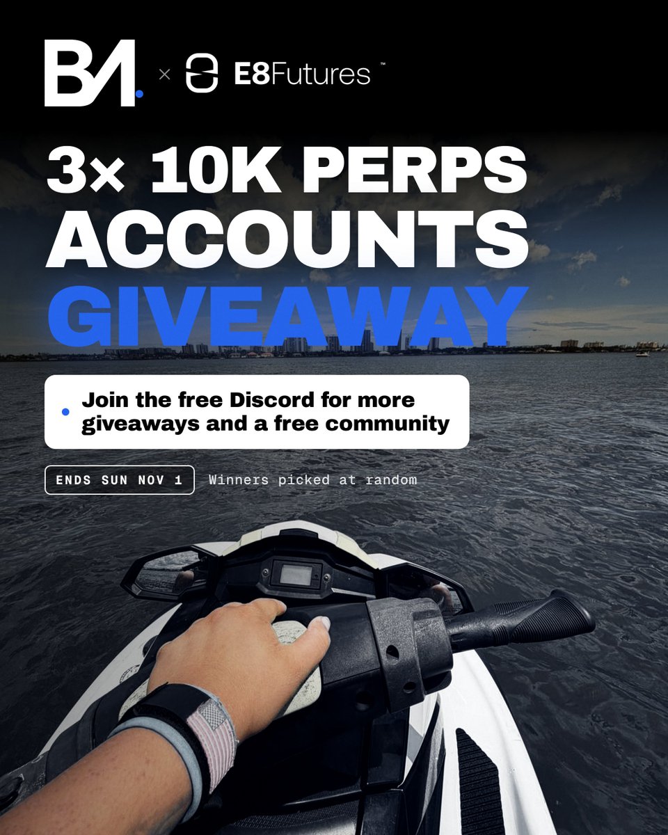 BmtradesOffcl's tweet photo. 🎁 GIVEAWAY: 3 E8 10K Perps accounts 🎁

To enter:
✅ Follow @bmtradesoffcl , @E8Markets 
🔁 Repost this
🚀 Join the free Discord for more giveaways and a free community: https://t.co/Q7qp4iWqmP

Winners picked at random Sun Nov 1. https://t.co/aASPIbgLgW