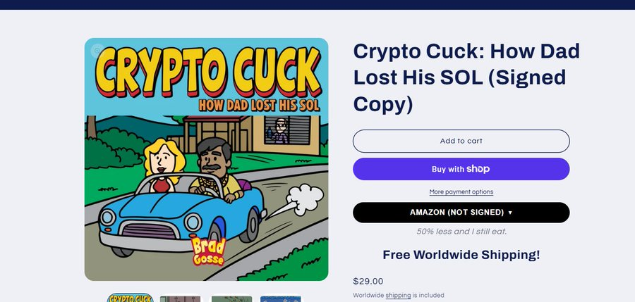 Brekfres's tweet photo. Memecoin Comic called Crypto Cuck?

Its Called Crypto Cuck and it revolves around a guy losing his whole Crypto and memecoin fortune and forced to watch his wife leave him for another dude who has Crypto LMAO

Its such a good Meme and a perfect narrative for this Pumpfun Meta

https://t.co/37DvFyKruu