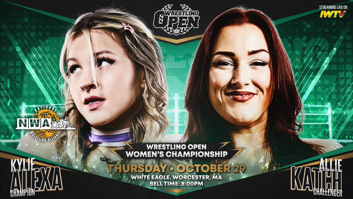 beyondwrestling's tweet photo. THIS THURSDAY, 10/29/26: We celebrate one full year of being back at White Eagle in Worcester!

Tickets - https://t.co/tXcJXTBuUm

- @ThePrizeCityOG @TheJordanOIiver vs. @WavesandCurlstt
- @kyliealexxa vs. @AllieKATCH
- @RickeyShanePage vs. @ConwayProWres

📺 @indiewrestling 📺 https://t.co/omVDdPsXm3