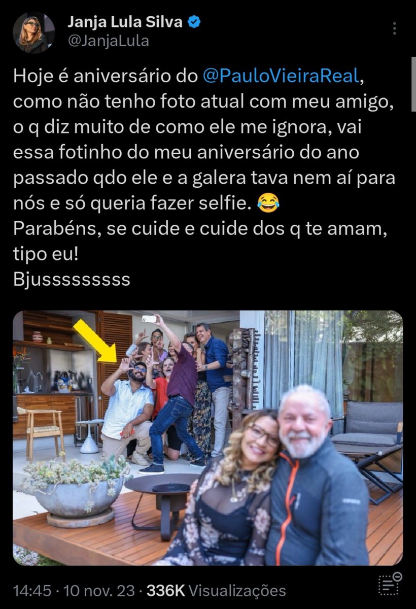 yayazydech's tweet photo. @praxisbel ele é amigo próximo da janja a uns anos (no perfil dos três aqui do twt são mt resenha as interações), então não é nenhuma surpresa aparecer no círculo interno do lula as vezes, tem até história engraçada dele no casamento dos dois https://t.co/5TtgxX13ya