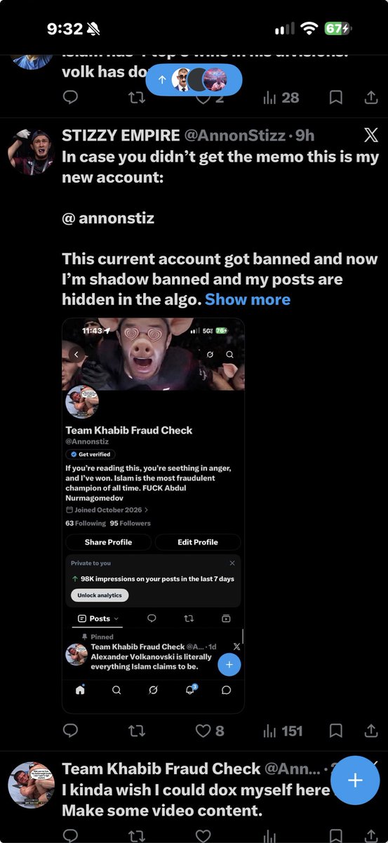 Annonstiz's tweet photo. Lmao why did my other account pop up in my new accounts algo. I don’t even follow it. I guess it still does get pushed out https://t.co/hWZsJ0xACU