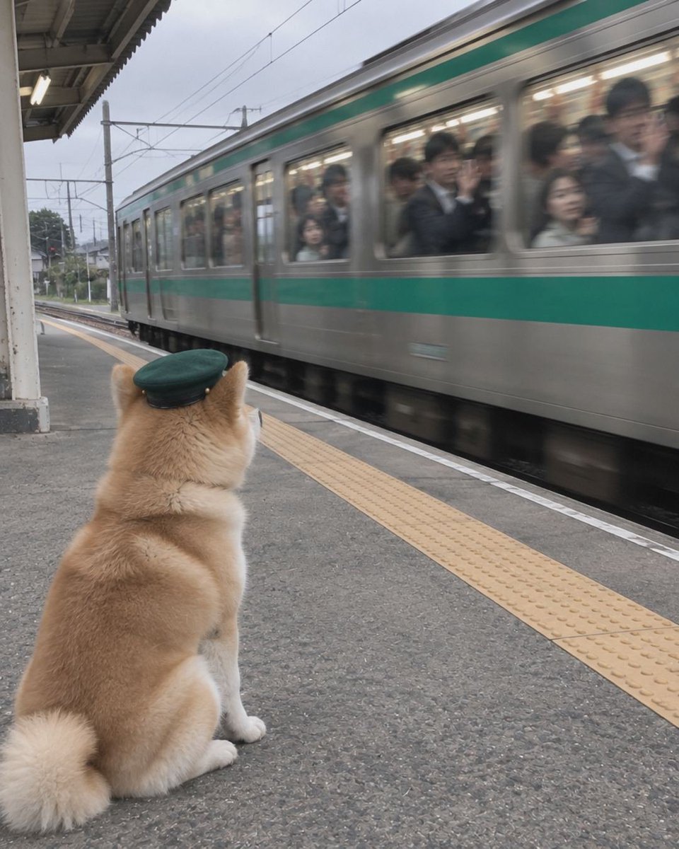 HachiOnPf's tweet photo. the train leaves every day. 

hachi never gets on. 

hold like hachi. https://t.co/f61NiV9EDj