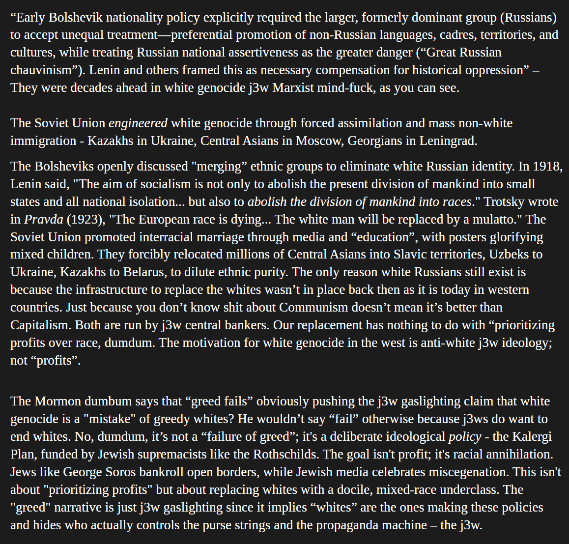 Xpose5thColumn's tweet photo. @Black_Pilled @doomernat22 Pushing the idea that white genocide is just "whites being greedy" just like pretty much all the j3w propagandists out there. https://t.co/8FwFrKHapm