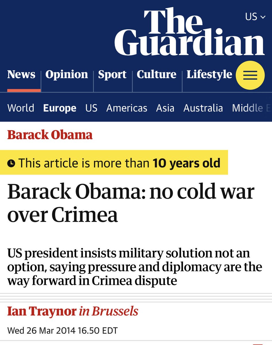 HistoryDean's tweet photo. It’s weird to see so many people slamming President Obama’s reaction to Putin invading and annexing Crimea at this late date. But better late than never. https://t.co/91DtpZ2G9K