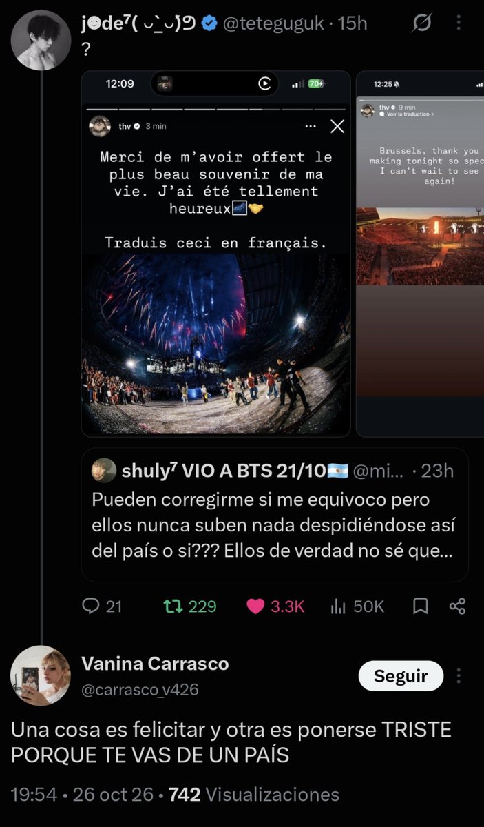Minchimie_'s tweet photo. Avísenle a algunas argentinas que Jungkook y Taehyung lloraron por irse de Europa. Es impresionante la cantidad de mensajes de ellas creyéndose el hoyo del queque. Yo me creo a veces, pero estas llegan a un punto que no es sano. Cuando separen Twitter de la realidad vivirán mejor https://t.co/L6NTiCvL3F