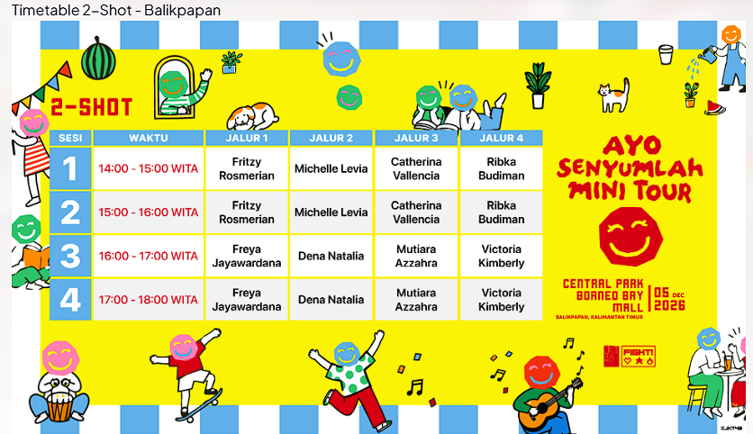 DenalizeID's tweet photo. Jadwal dan lineup udah keluar nih gais!

Penjualan tiket 2s Ayo Senyumlah Mini Tour Balikpapan mulai tanggal 25 November 2026 pukul 12.00 WIB.

Jadi, udah siap ke Balikpapan ketemu @Danella_JKT48 ? https://t.co/S8VJ4TGxBk