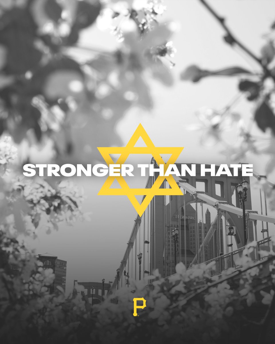 Pirates's tweet photo. We honor and remember the victims of the Tree of Life tragedy.

Pittsburgh will always be #StrongerThanHate. https://t.co/DX0jtGUwsQ