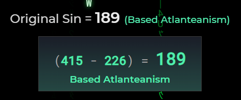 AOElection's tweet photo. Original Sin = 189 (Based Atlantean) 

@xenocosmography 
@CyphersNews https://t.co/bKD3T8DRKk
