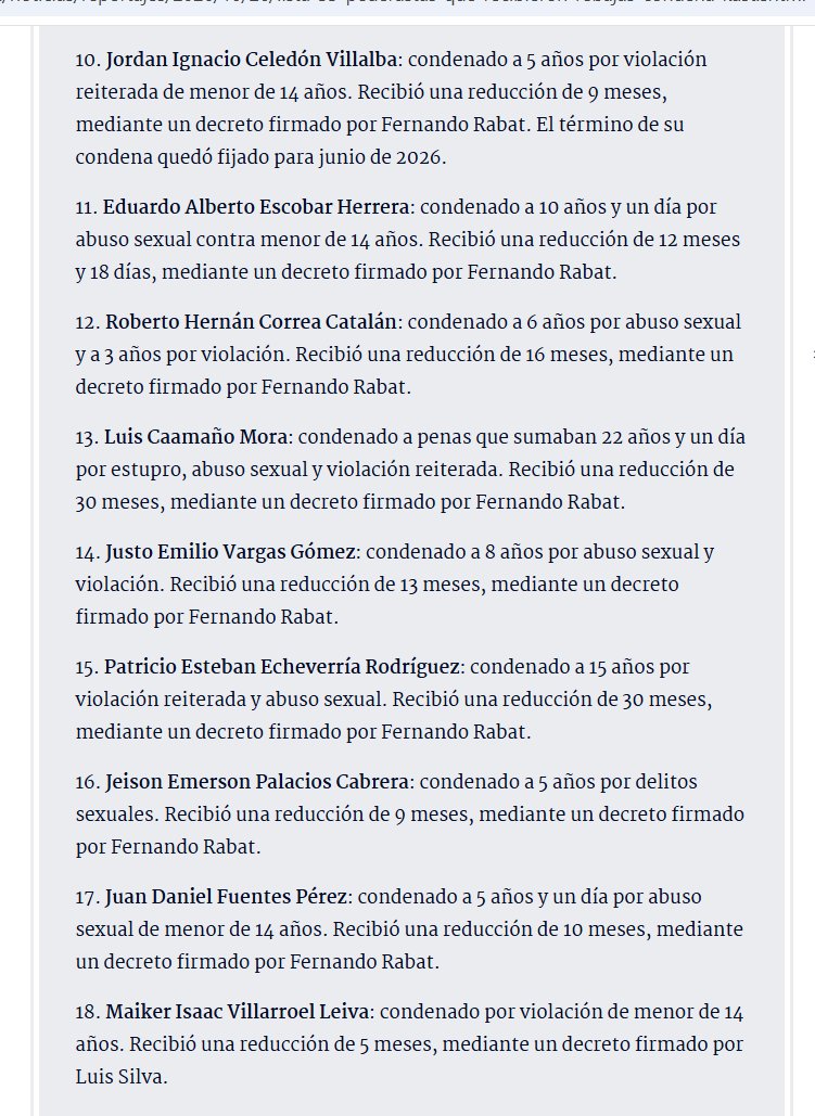 VinkaJackson's tweet photo. Aquí solo los nombres (¿ya están en registro de ofensores?).
Nota biobio te deja deshecha: agresores que no se arrepienten, se sienten "víctimas" (de la justicia, soc, etc), y con alertas por peligro de reincidir. Esto es lo que han defendido durante días. No queda decir más https://t.co/hREpqcy9cS